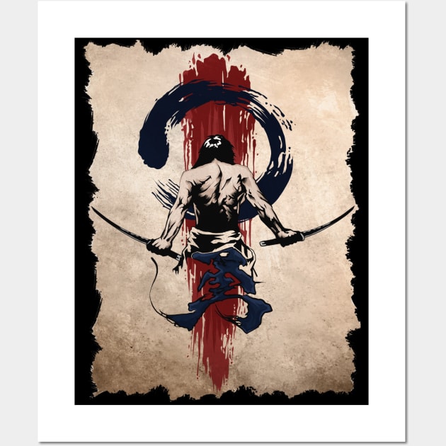 Japanese Samurai Warrior Retro Vintage Japan Bushido Wall Art by Dojaja